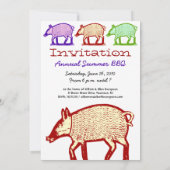 Drie Pigs Party, BBQ, Cookout, Picnic Invitation Kaart (Achterkant)