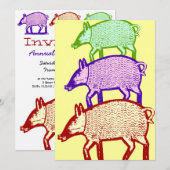 Drie Pigs Party, BBQ, Cookout, Picnic Invitation Kaart (Voorkant / Achterkant)