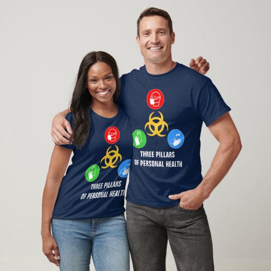 Drie pijlers van persoonlijke gezondheid en bewust t-shirt (Unisex)