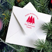 Drie pijnbomen rustieke kerstgroet zelfinktende stempel