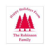 Drie pijnbomen rustieke kerstgroet zelfinktende stempel (Design)