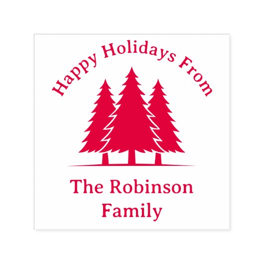 Drie pijnbomen rustieke kerstgroet zelfinktende stempel (Design)