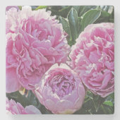 "DRIE PINK PEONIES"-ONDERZETTERS STENEN ONDERZETTER (Voorkant)