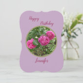 DRIE PINKROSES/GEPERSONALISEERDE BIRTHDAY-KAART KAART (Staand voorkant)