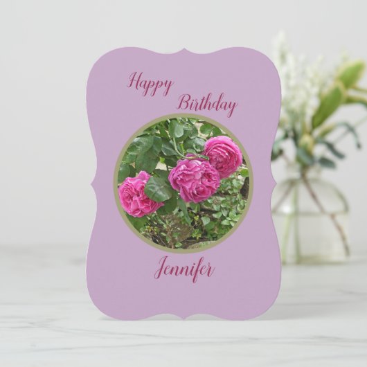 DRIE PINKROSES/GEPERSONALISEERDE BIRTHDAY-KAART KAART (Staand voorkant)