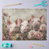 Drie Pinky Pigs Tissuepapier (Craft)