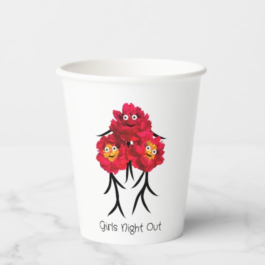 Drie pioenen papieren bekers (Voorkant)