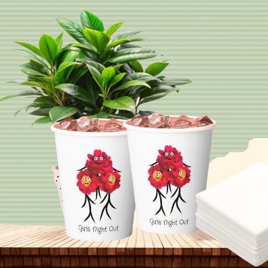 Drie pioenen papieren bekers