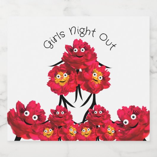 Drie pioenen sparkling wijnetiket (Enkel label)