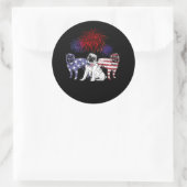 Drie Pitbull met Amerikaanse vlag Ronde Sticker (Tas)