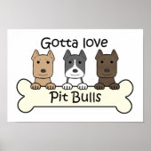 Drie pitbulten poster (Voorkant)