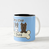 Drie pitbulten tweekleurige koffiemok (Voorkant rechts)