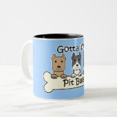 Drie pitbulten tweekleurige koffiemok (Voorkant links)