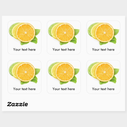 Drie plakjes citrus vierkante sticker (Vel)