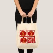 Drie plakjes granaatappels met tekst tote bag (Voorkant (product))