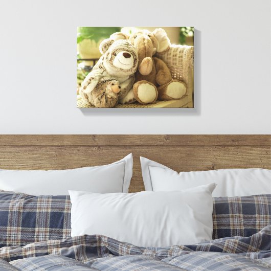 Drie pluche Speelgoed vrienden Canvas Afdruk (Insitu (Slaapkamer))