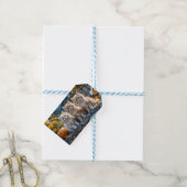 Drie pluizige herfst Kittens met pompoenen en mama Cadeaulabel (Met Touw)