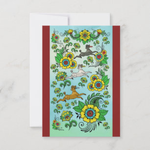 Drie poedels vangen frisbees Kaart