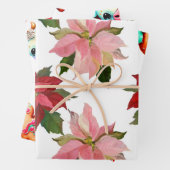 Drie Poinsettia, Gingerbread Meisje & Schattige Ko Inpakpapier Vel (In situ)