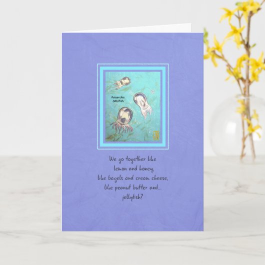 Drie Polyorchis Jellyfish "We gaan samen als" Kaart (Gele Bloem)