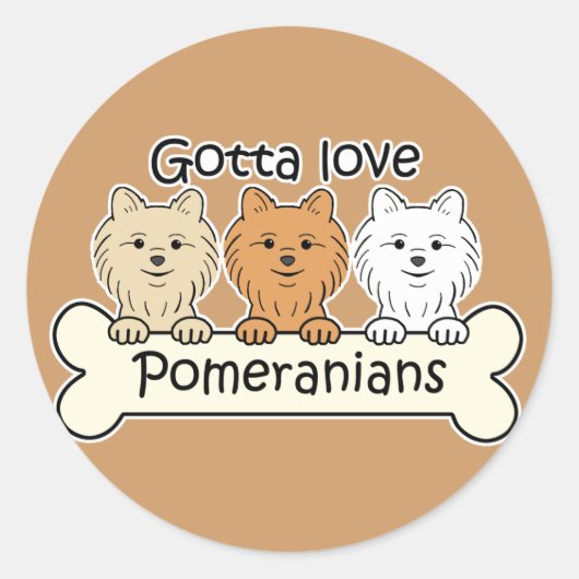 Drie Pomeraniërs Ronde Sticker (Voorkant)