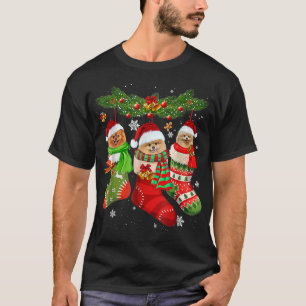 Drie Pommeren in Sock-kerstkerstkerstkerst T-shirt