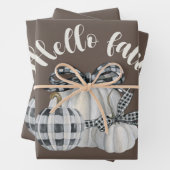 Drie pompoen Hallo Herfst Inpakpapier Vel (In situ)