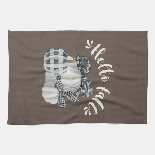 Drie pompoen Hallo Herfst Theedoek (Horizontaal)