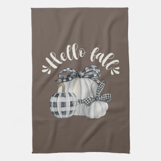Drie pompoen Hallo Herfst Theedoek (Verticaal)