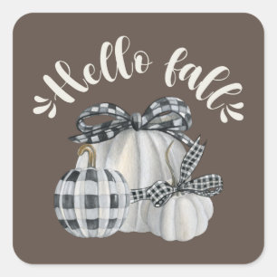 Drie pompoen Hallo Herfst Vierkante Sticker