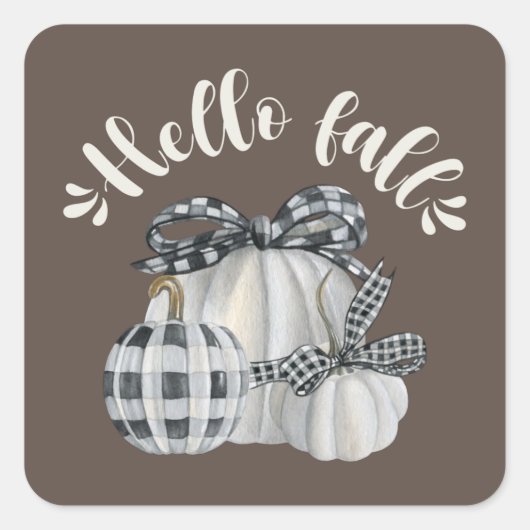 Drie pompoen Hallo Herfst Vierkante Sticker (Voorkant)