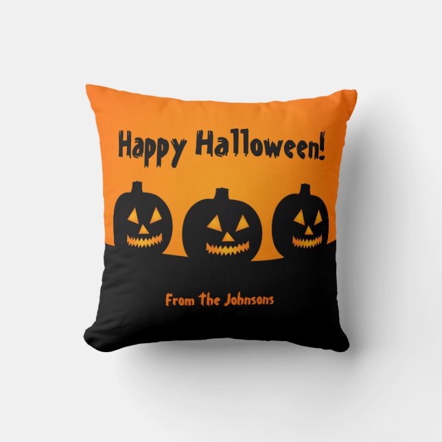 Drie Pompoenen Halloween Decor Kussenhoes Kussen (Voorkant)