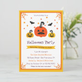 Drie pompoenen Halloween Party Kaart (Staand voorkant)