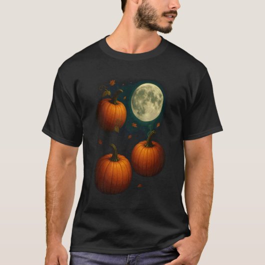 Drie Pompoenen Maan Meme 3 Pompoen Grappig Raar He T-shirt (Voorkant)