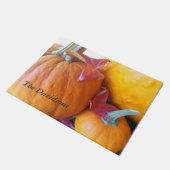 Drie pompoenen met bladeren deurmat (Schuin)