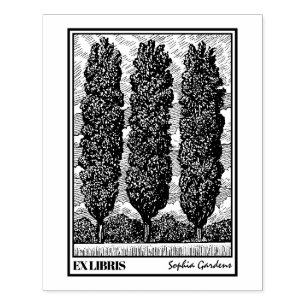 Drie populaire bomen Ex Libris Rubberstempel