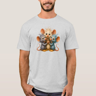 Drie porseleinmuizen, schattige trio realistisch. t-shirt