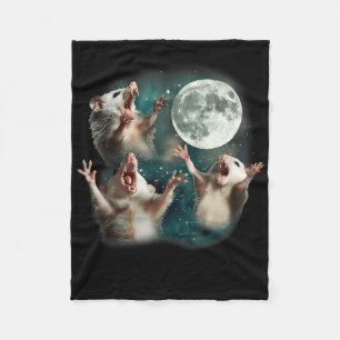 Drie Possum Maan _ 3 Opossum Grappig Vreemd Vervlo Fleece Deken