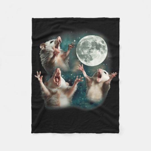 Drie Possum Maan _ 3 Opossum Grappig Vreemd Vervlo Fleece Deken (Voorkant)