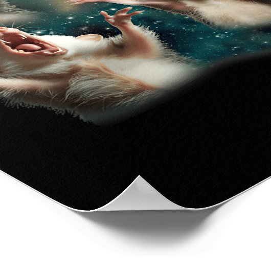 Drie Possum Maan _ 3 Opossum Grappig Vreemd Vervlo Poster (Hoek)