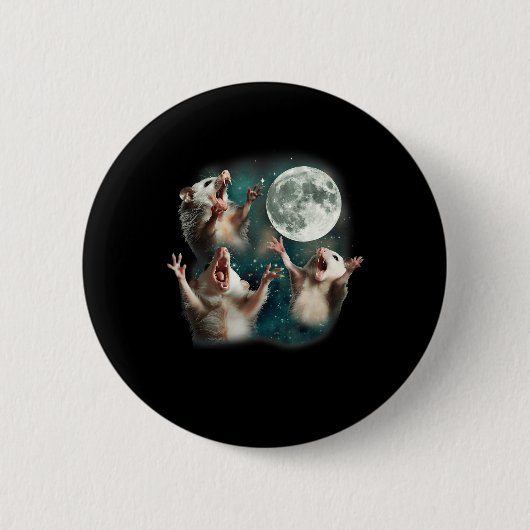 Drie Possum Maan _ 3 Opossum Grappig Vreemd Vervlo Ronde Button 5,7 Cm (Voorkant)