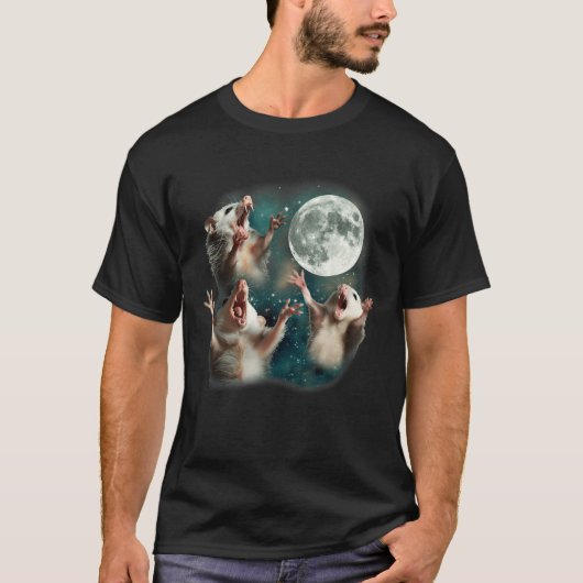 Drie Possum Maan _ 3 Opossum Grappig Vreemd Vervlo T-shirt (Voorkant)