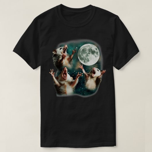 Drie Possum Maan 3 Opossum Rare Vervloekte Meme T-shirt (Design voorkant)