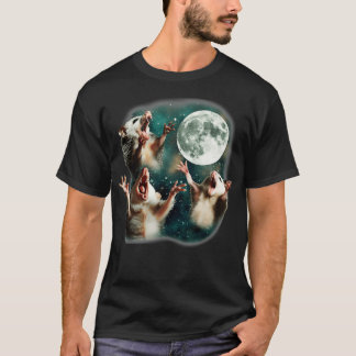 Drie Possum Maan 3 Opossum Rare Vervloekte Meme T-shirt