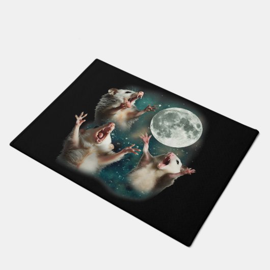 Drie Possum Maan 3Opossum Grappig Rare Vreemde Ver Deurmat (Schuin)