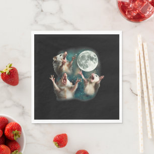 Drie Possum Maan 3Opossum Grappig Vreemd Vervloekt Servet