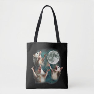 Drie Possum Maan 3Opossum Grappig Vreemd Vervloekt Tote Bag