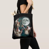 Drie Possum Maan 3Opossum Grappig Vreemd Vervloekt Tote Bag (Dichtbij)
