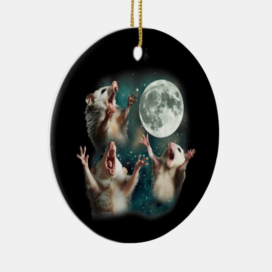 Drie Possum Maan 3Opossum Grappige Rare Vervloekte Keramisch Ornament (Rechts)