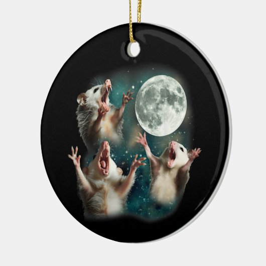 Drie Possum Maan 3Opossum Grappige Rare Vervloekte Keramisch Ornament (Links)